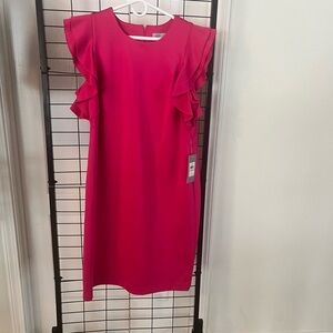 Marc New York Fuchsia Ruffle Sleeve Midi Dress